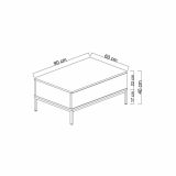 Tavolino salotto rettangolare antracite e argento 90x60x40h cm - Vespero