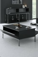 Tavolino salotto rettangolare antracite e argento 90x60x40h cm - Vespero