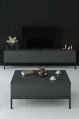 Tavolino salotto rettangolare antracite e nero 90x60x40h cm - Vespero