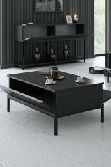 Tavolino salotto rettangolare antracite e nero 90x60x40h cm - Vespero