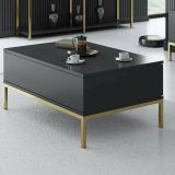 Tavolino salotto rettangolare antracite e oro 90x60x40h cm - Vespero
