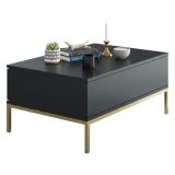 Tavolino salotto rettangolare antracite e oro 90x60x40h cm - Vespero
