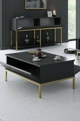 Tavolino salotto rettangolare antracite e oro 90x60x40h cm - Vespero