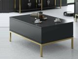 Tavolino salotto rettangolare antracite e oro 90x60x40h cm - Vespero