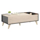Tavolino salotto rettangolare antracite e rovere 99x60x41h cm con scaffale - Alexius