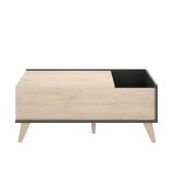 Tavolino salotto rettangolare antracite e rovere 99x60x41h cm con scaffale - Alexius