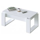 Tavolino salotto rettangolare bianco 105x45x55h cm con piano elevabile - Aspra