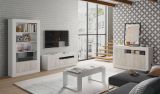 Tavolino salotto rettangolare bianco 105x45x55h cm con piano elevabile - Aspra