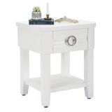 Tavolino salotto rettangolare bianco 45x40x54h cm con 1 cassetto - Guru