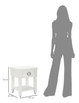Tavolino salotto rettangolare bianco 45x40x54h cm con 1 cassetto - Guru