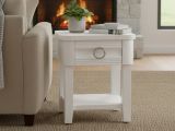 Tavolino salotto rettangolare bianco 45x40x54h cm con 1 cassetto - Guru