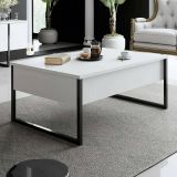 Tavolino salotto rettangolare bianco e nero 90x60x40h cm - Lavinia