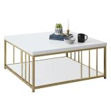 Tavolino salotto rettangolare bianco e oro 90x39x40h cm - Raiden