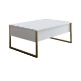 Tavolino salotto rettangolare bianco e oro 90x60x40h cm - Lavinia