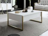 Tavolino salotto rettangolare bianco e oro 90x60x40h cm - Lavinia