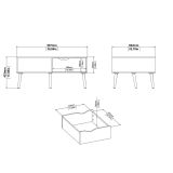 Tavolino salotto rettangolare bianco e quercia 98x60x43h cm con 1 cassetto - Sfene