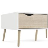 Tavolino salotto rettangolare bianco e quercia 98x60x43h cm con 1 cassetto - Sfene
