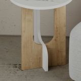 Tavolino salotto rettangolare bianco e rovere 40x40x47h cm - Bret