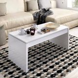 Tavolino salotto rettangolare bianco lucido 102x50x43h cm con portaoggetti - Audi