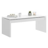 Tavolino salotto rettangolare bianco lucido 102x50x43h cm con portaoggetti - Audi