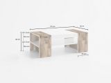 Tavolino salotto rettangolare bianco lucido e acero 110x60x40h cm - Ashar