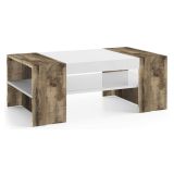 Tavolino salotto rettangolare bianco lucido e acero 110x60x40h cm - Ashar