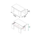 Tavolino salotto rettangolare grigio cenere 100x43x50h cm - Almo