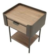 Tavolino salotto rettangolare grigio e marrone 50x41x60h cm con 1 cassetto - Muse