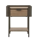 Tavolino salotto rettangolare grigio e marrone 50x41x60h cm con 1 cassetto - Muse