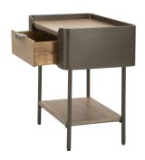 Tavolino salotto rettangolare grigio e marrone 50x41x60h cm con 1 cassetto - Muse