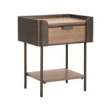 Tavolino salotto rettangolare grigio e marrone 50x41x60h cm con 1 cassetto - Muse