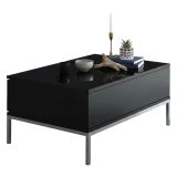 Tavolino salotto rettangolare nero e argento 90x60x40h cm - Vespero