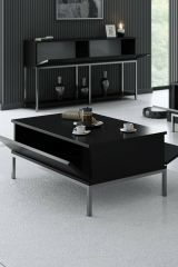 Tavolino salotto rettangolare nero e argento 90x60x40h cm - Vespero