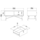 Tavolino salotto rettangolare nero e noce 101x48x50h cm con 1 cassetto - Maximilien