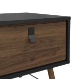 Tavolino salotto rettangolare nero e noce 101x48x50h cm con 1 cassetto - Maximilien