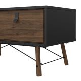 Tavolino salotto rettangolare nero e noce 101x48x50h cm con 1 cassetto - Maximilien