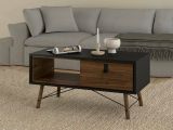 Tavolino salotto rettangolare nero e noce 101x48x50h cm con 1 cassetto - Maximilien