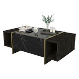 Tavolino salotto rettangolare nero e oro 103x60x37h cm - Salvador