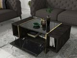 Tavolino salotto rettangolare nero e oro 103x60x37h cm - Salvador