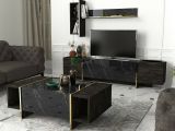 Tavolino salotto rettangolare nero e oro 103x60x37h cm - Salvador
