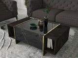 Tavolino salotto rettangolare nero e oro 103x60x37h cm - Salvador