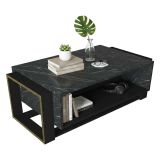 Tavolino salotto rettangolare nero e oro 106x60x40h cm - Gigliola