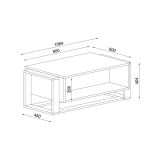 Tavolino salotto rettangolare nero e oro 106x60x40h cm - Gigliola