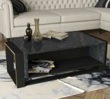 Tavolino salotto rettangolare nero e oro 106x60x40h cm - Gigliola