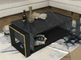 Tavolino salotto rettangolare nero e oro 106x60x40h cm - Gigliola
