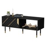 Tavolino salotto rettangolare nero e oro 110x60x46h cm - Sersale