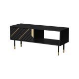 Tavolino salotto rettangolare nero e oro 110x60x46h cm - Sersale