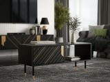 Tavolino salotto rettangolare nero e oro 110x60x46h cm - Sersale