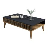 Tavolino salotto rettangolare noce e antracite 105x60x34h cm - Atrani