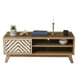 Tavolino salotto rettangolare noce e bianco 105x60x38h cm - Triaria